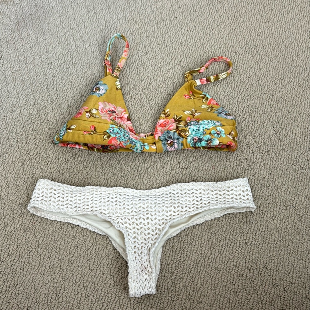 Montce floral bikini with crochet bottom